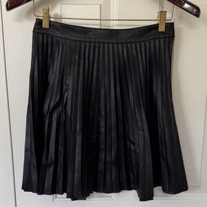 Express Black Pleated Faux-Leather A-Line Skirt